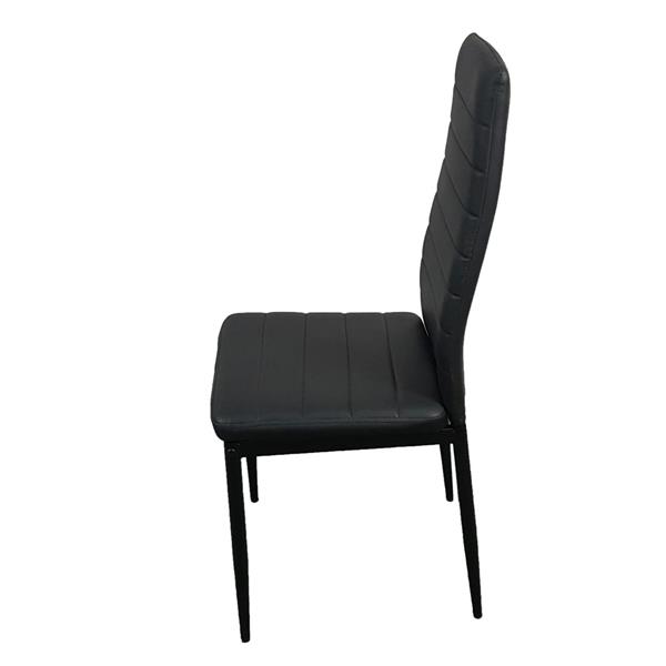 6pcs Elegant Assembled Stripping Texture High Backrest Dining Chairs Black 