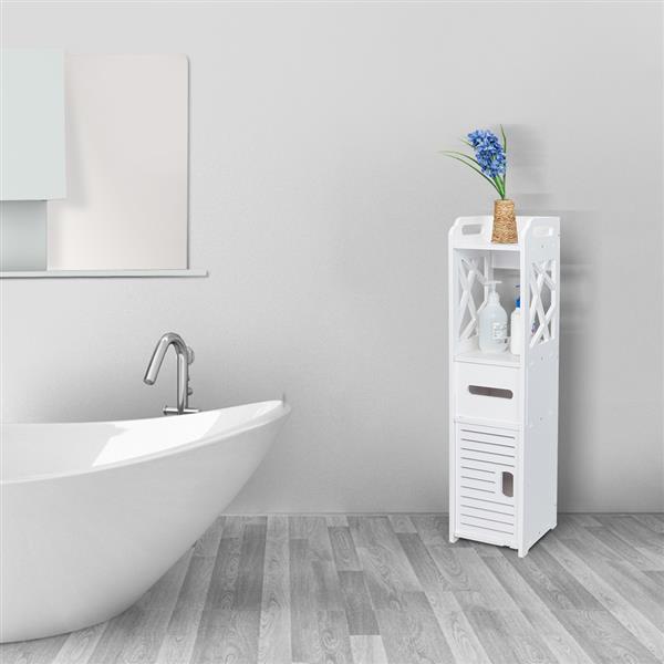 Bathroom Storage Shelf Drawer Multi Compartment Organizer Water Proof Anti Decay Anti Rot Environmental Friendly White