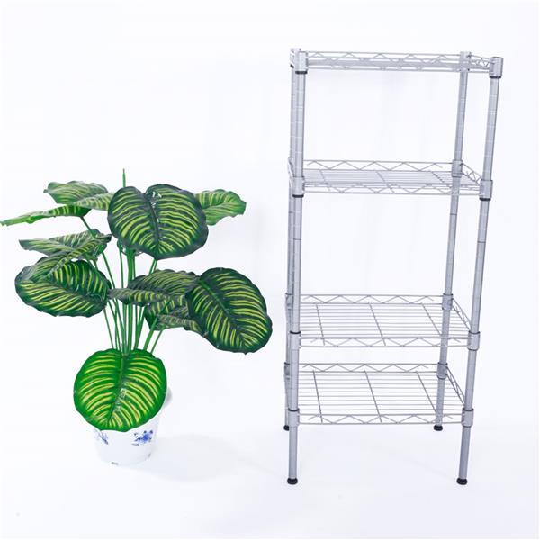 XM-207S Rectangle Carbon Steel Metal Assembly 4-Shelf Storage Rack Silver Gray