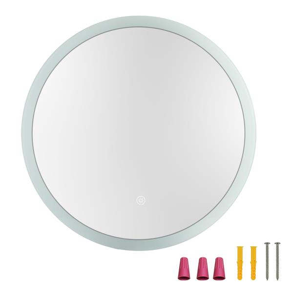 Smart LED Bathroom Mirror Single Key Mode 24*24 inch Circular Anti Fog LED White Light Belt(Color Temperature :5500 K Ultra White) Environmental Protection High Definition Silver Mirror