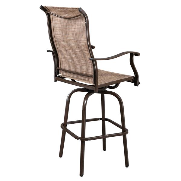 2pcs Wrought Iron Swivel Bar Chair Patio Swivel Bar Stools Brown