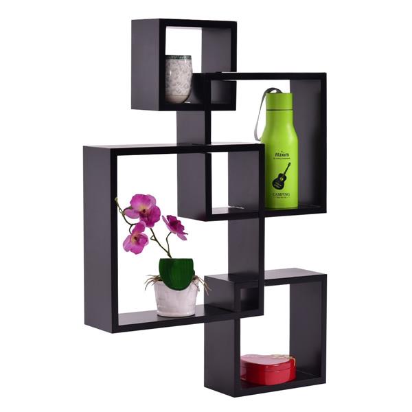 Intersecting Squares Floating Shelf Wall Mounted Home Decor Furniture Black