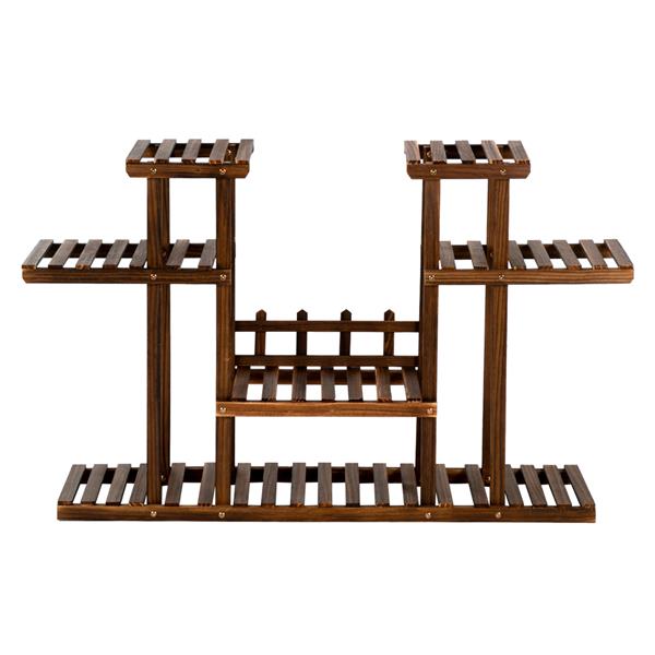 4-Story 12-Seat Indoor And Outdoor Multi-Function Carbonized Wood Plant Stand