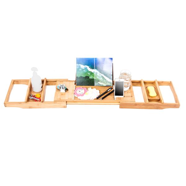 Portable Flexible Bathtub Rack Wood Color 