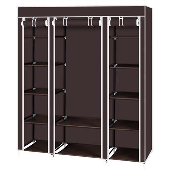69\\" Portable Clothes Closet Wardrobe Storage Organizer with Non-Woven Fabric  Quick and Easy to Assemble  Extra Strong and Durable Dark Brown 