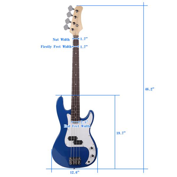 Exquisite Burning Fire Style Electric Bass Guitar Blue