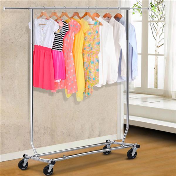 Portable Single-bar Steel Clothes Rack Silver