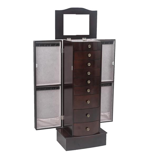 Jewelry Cabinet Box Storage Chest Necklace Wood Walnut Stand Organizer