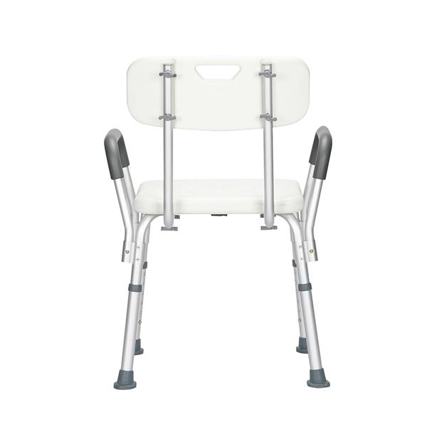 Aluminum Alloy Lifting Bath Chair 6 Files With Armrests With Backrest PE Seat Stool Rubber Floor Mat White