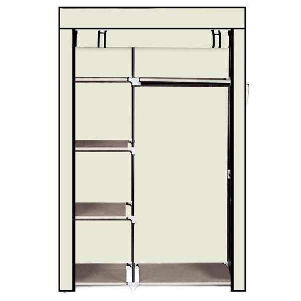 64" Portable Closet Storage Organizer Wardrobe Clothes Rack with Shelves Beige 