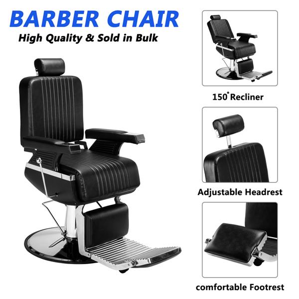 Men's Hairdressing Chair High-End Reclining Chair Black 
