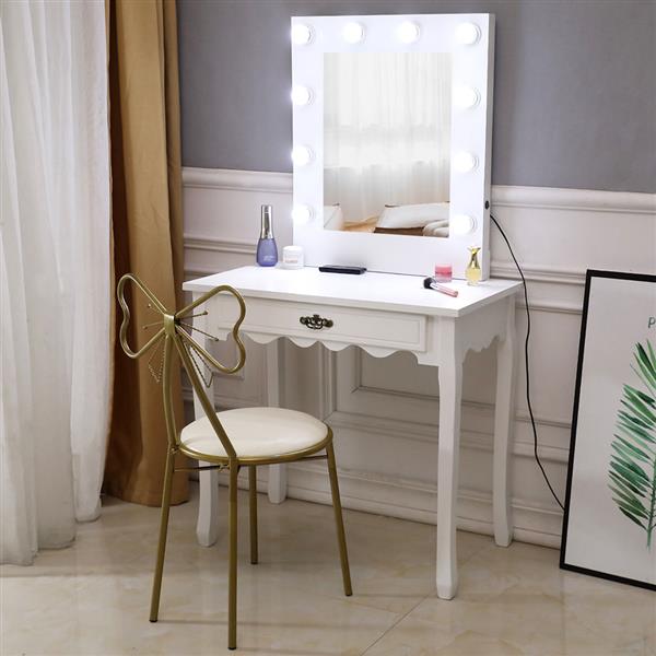 Generous Mirror Single Pumping Foot With Bulb Cold Light Dressing Table white