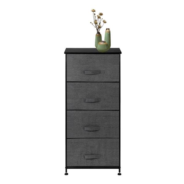 4-Tier Dresser Tower, Fabric Drawer Organizer With 4 Easy Pull Drawers With Metal Frame,Wooden Tabletop For Living Room, Closet, Grey