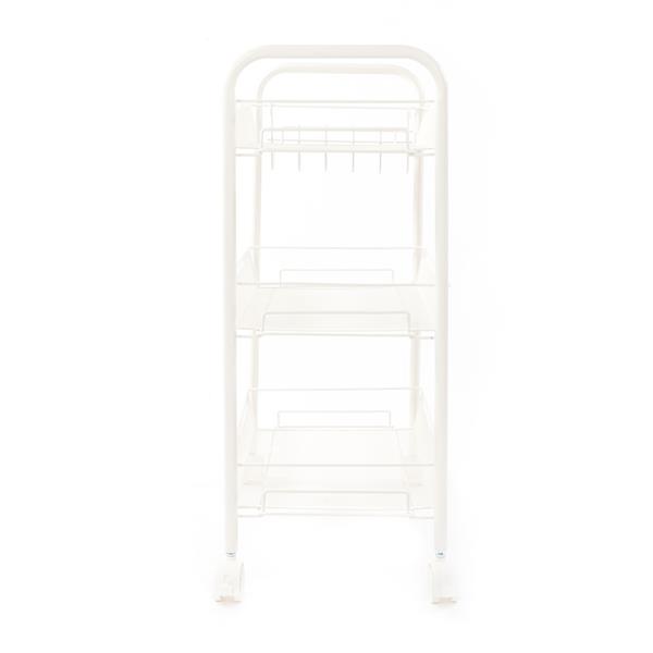 Exquisite Honeycomb Net Three Tiers Storage Cart with Hook Ivory White