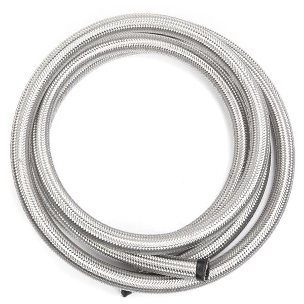 10AN 10-Foot Universal Stainless Steel Braided Fuel Hose Silver