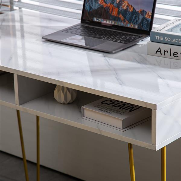 Marble Iron Foot Computer Table [103x55x80cm] White