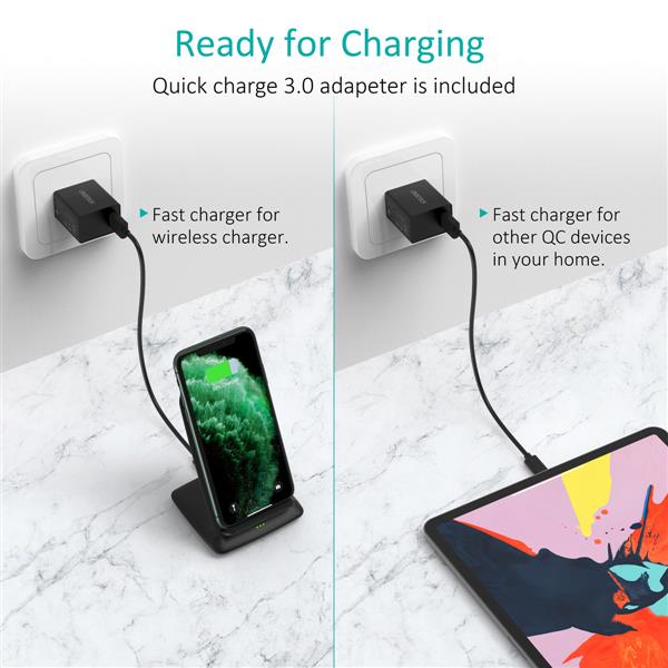 Ban on Amazon platform salesCHOETECH 15W Wireless Charger, Fast Wireless Charging Stand with QC 3.0 Adapter Compatible iPhone 11/11 Pro/11 Pro Max/XS Max/XR/XS/X/8,LG V30/V35/V40