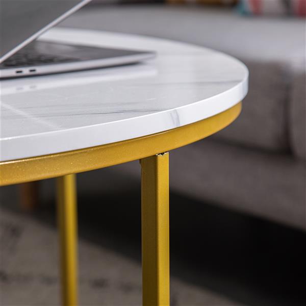 Marble Simple Round Coffee Table [90x90x48.5cm] White