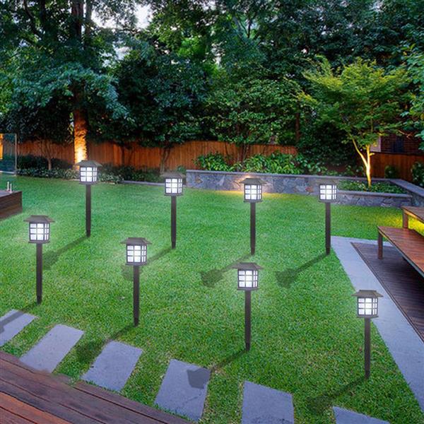 8pcs White LED Solar Lantern Torch Light Garden Landscape Lighting