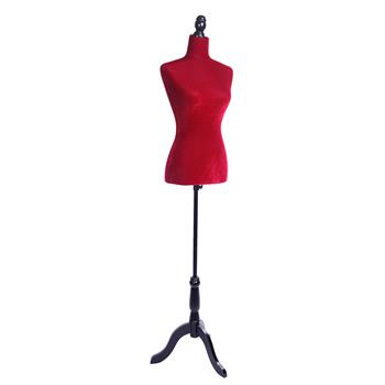 Half-Length Foam & Brushed Fabric Coating Lady Model for Clothing Display Red