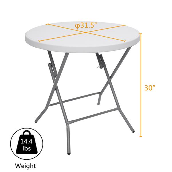 32inch Round Folding Table Outdoor Folding Utility Table White