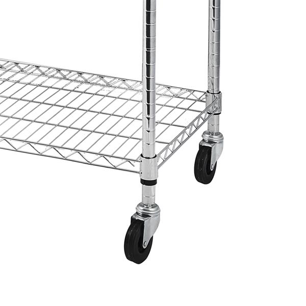 6-Tier NSF Heavy Duty Adjustable Storage Metal Rack with Wheels/Leveling Feet & Shelf Liners Ideal for Garage, Kitchen, and More - Chrome