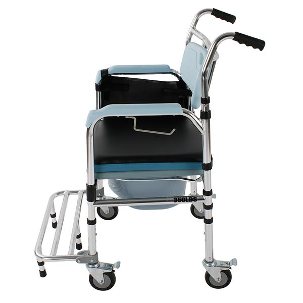 4 in 1 Multifunctional Aluminum Elder People Disabled People Pregnant Women Commode Chair Bath Chair Light Blue