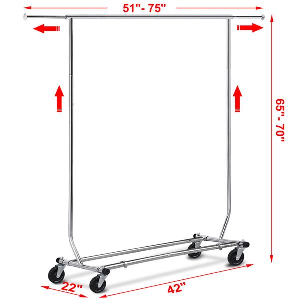 Portable Single-bar Steel Clothes Rack Silver