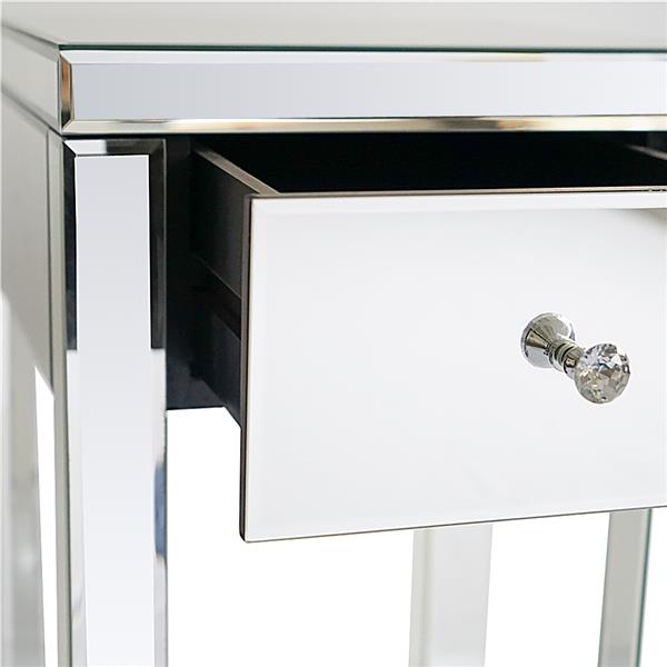 Modern and Contemporary Small 1 Drawer Mirrored Nightstand Bedside Table