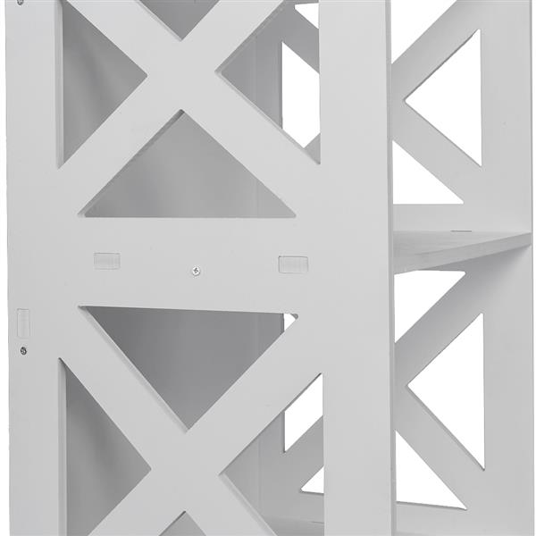 Wood-plastic Board Three Tiers Triangle Storage Rack White