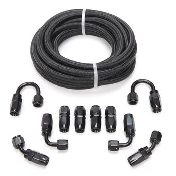 4AN 16-Foot Universal Black Fuel Pipe   10 Black Connectors