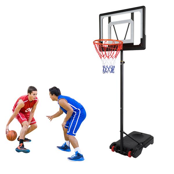 Portable Removable Basketball System Basketball Hoop Teenager PVC Transparent Backboard with 1.2m-2.1m Adjustable-Height Pole Maximum Applicable