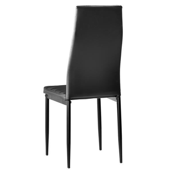 6pcs Elegant Assembled Stripping Texture High Backrest Dining Chairs Black 