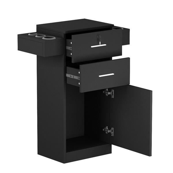 Barbershop Salon Locker / Hair Dryer Rack Drawer with Lock Black