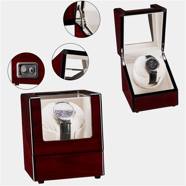 Single Watch Winder Automatic Rotation Wood Display Case Storage Organizer