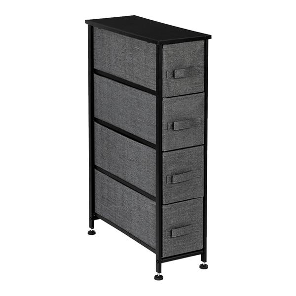 Narrow Dresser, Vertical Storage Unit With 4 Fabric Drawers, Metal Frame, Slim Storage Tower, 7.9” Width, For Living Room, Kitchen, Small Space, Gap, Grey