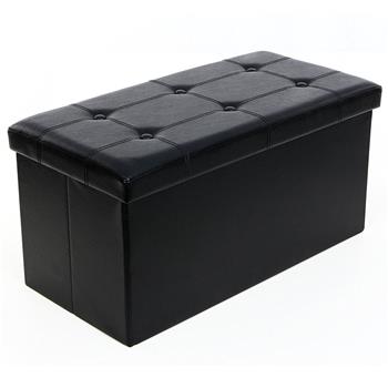 FCH PU Leather Footstool with Leather Footstool Black 76*38*38cm
