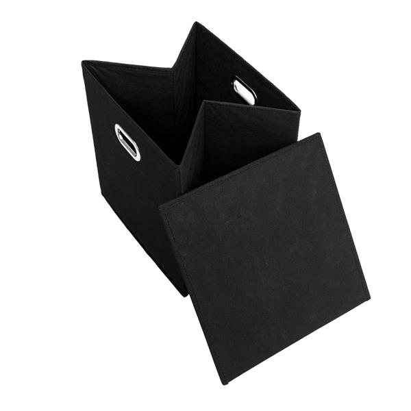 Foldable Fabric Storage Bins Set of 6 Cubby Cubes with Handles Black