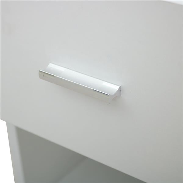 1 Drawer Metal Handle Bedside Cabinet Night Table White