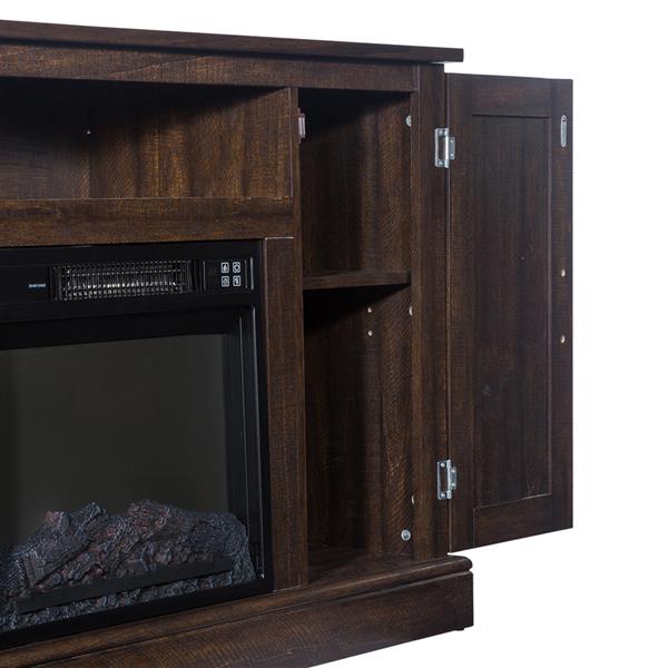 SF103-18G HA115-47 47 Inch Log Brown Fireplace TV Cabinet 1400W Single Color/Fake Firewood/Heating Wire/With Small Remote Control, Movement Black