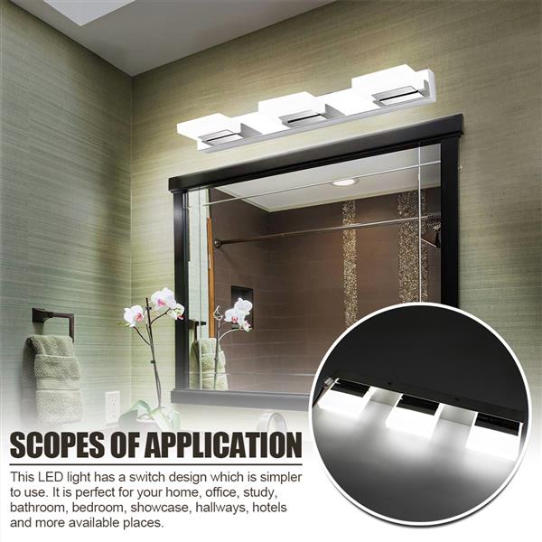 9W ZC001203 Three Lights Acrylic Wall Lamp Bathroom Lamp White Light Silver