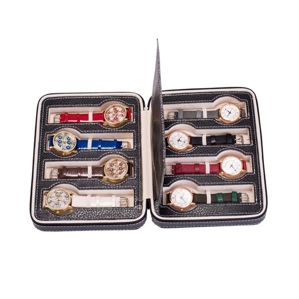 8-Slot Portable Watch Box Travel Case Storage Organizer Black