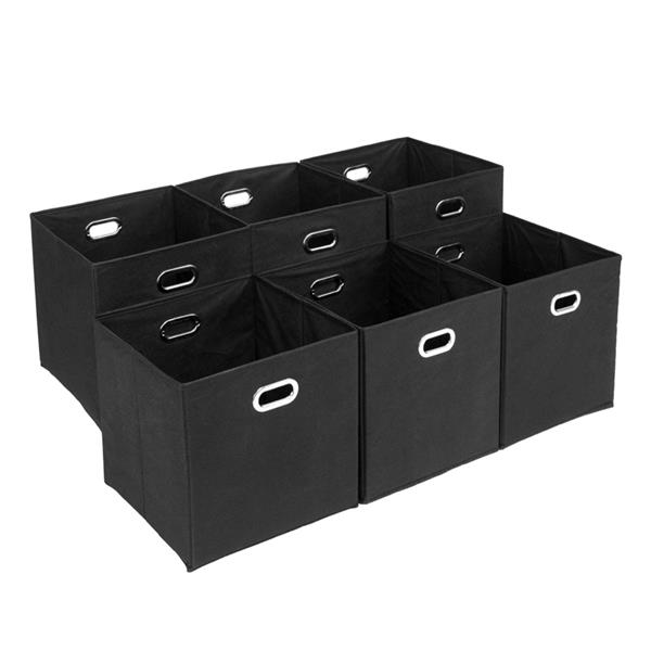 Foldable Fabric Storage Bins Set of 6 Cubby Cubes with Handles Black