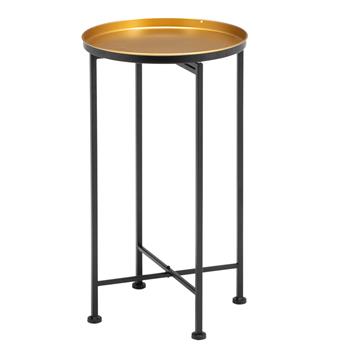 Iron Round Side End Table Black & Golden