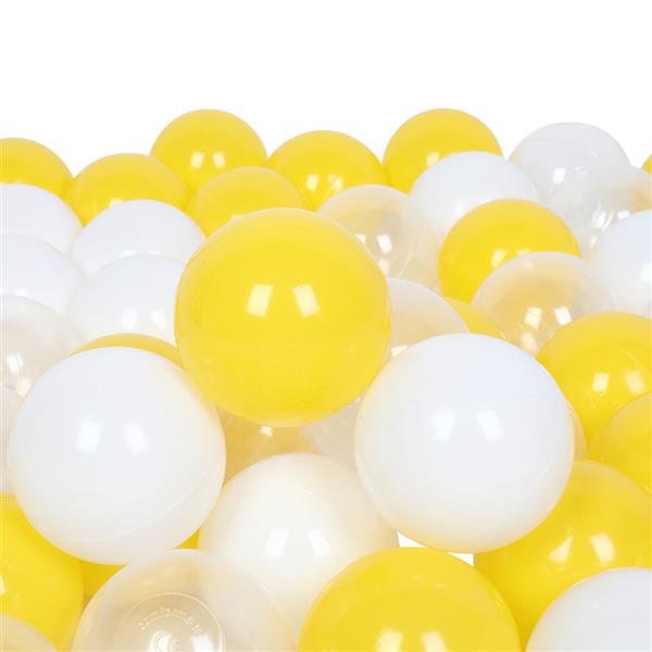 100pcs 7cm Fun Soft Plastic Ocean Ball Swim Pit Toys Baby Kids Toys （Yellow white Transparent）