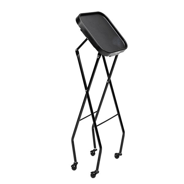 [DTY] Hairdressing Folding Trolley Cart ABS Tray Iron Frame With Wheels (Iron Frame Plastic Wheels) Black (No Brand, No Logo)