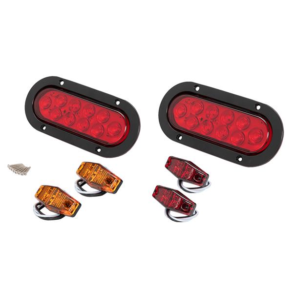 1-Pair Red oval 10 LED surface mount Stop/Turn/Tail lights