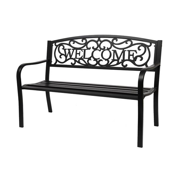 50" Outdoor Welcome Backrest Cast Iron Bench