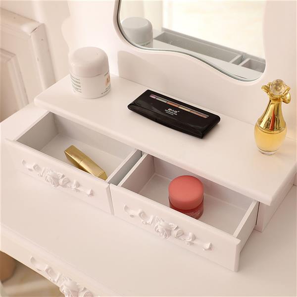 Irregular Single Mirror 3 Drawer Dressing Table White