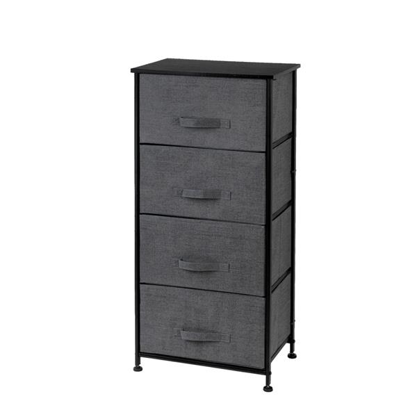 4-Tier Dresser Tower, Fabric Drawer Organizer With 4 Easy Pull Drawers With Metal Frame,Wooden Tabletop For Living Room, Closet, Grey